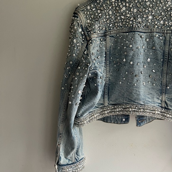Alice + Olivia Blue Embellished Jean Jacket - Picture 14 of 16